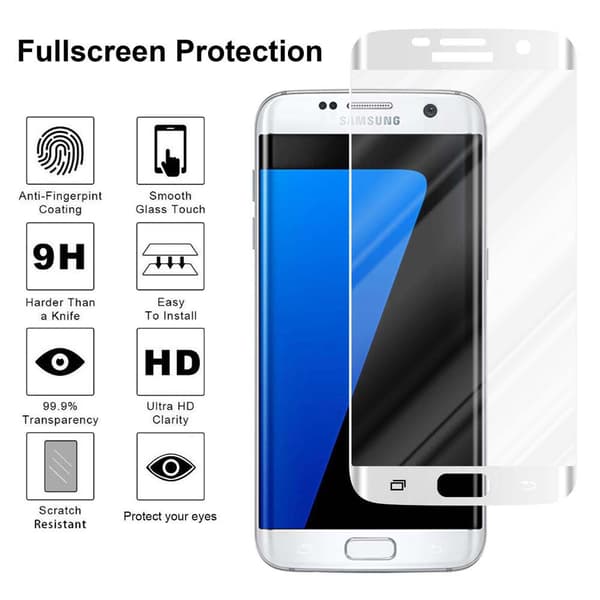 Skjermbeskytter Skärmskyddtil til Samsung Galaxy S7 EDGE Herdet Skjermglass Full Skjerm