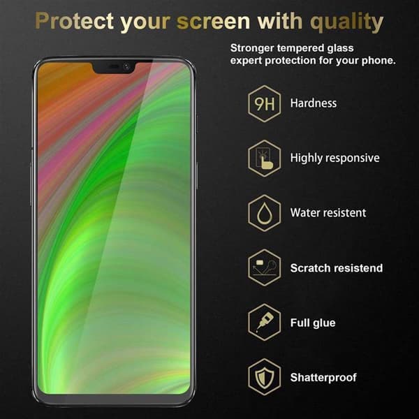OnePlus 6 Karkaistu lasi / Suojalasi näytönsuoja Fullscreen Armour Film näytön suojakalvo 9H kovuudella ja 3D Touch