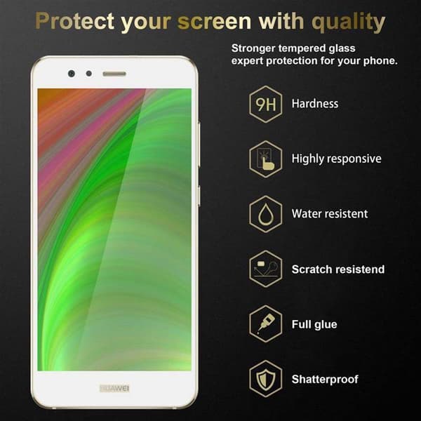Skjermbeskytter Skärmskyddtil til Huawei P10 LITE Herdet Skjermglass Full Skjerm