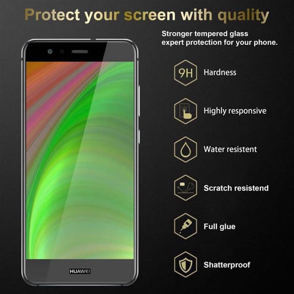 Skjermbeskytter Skärmskyddtil til Huawei P10 LITE Herdet Skjermglass Full Skjerm
