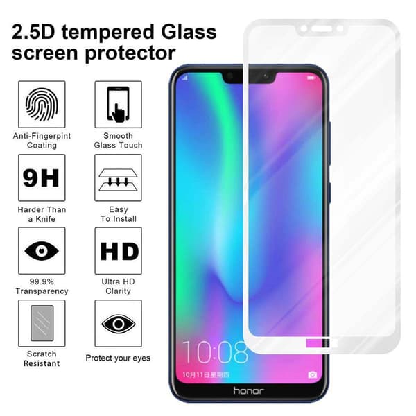 Skjermbeskytter Skärmskyddtil til Honor 8C Herdet Skjermglass Full Skjerm