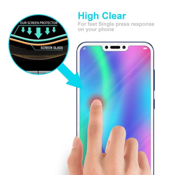Skjermbeskytter Skärmskyddtil til Honor 8C Herdet Skjermglass Full Skjerm