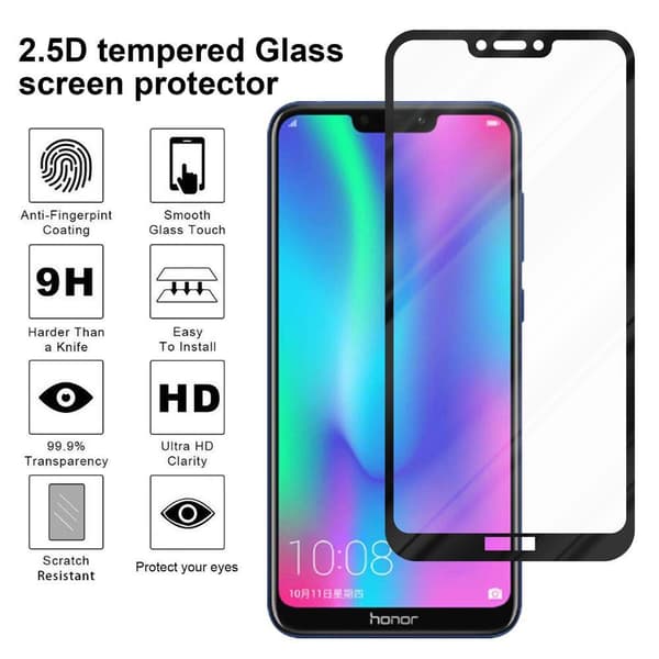 Skjermbeskytter Skärmskyddtil til Honor 8C Herdet Skjermglass Full Skjerm