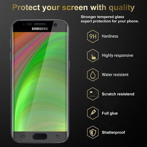 Skjermbeskytter Skärmskyddtil til Samsung Galaxy S7 Herdet Skjermglass Full Skjerm