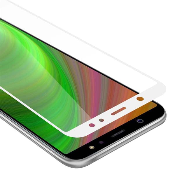 Skjermbeskytter Skärmskyddtil til Samsung Galaxy A6 2018 Herdet Skjermglass Full Skjerm TRANSPARENT med HVIT