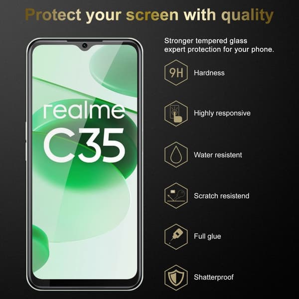 Realme C35 / Narzo 50A PRIME 3x Skärmskydd Skyddsglas Skyddsfilm Härdat (Tempered)-glas för skydd