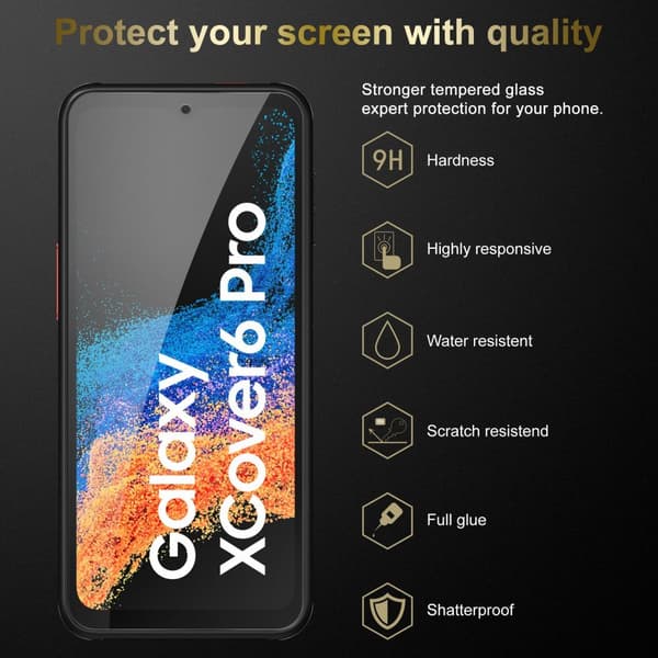 3x Samsung Galaxy XCover 6 PRO Karkaistu lasi / Suojalasi näytönsuoja Suojakalvo 9H kovuudella ja 3D Touch -yhteensopivuudella