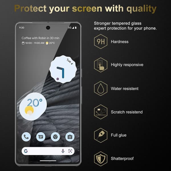 3x Skjermbeskytter Skärmskyddtil til Google PIXEL 7 PRO Herdet Skjermglass