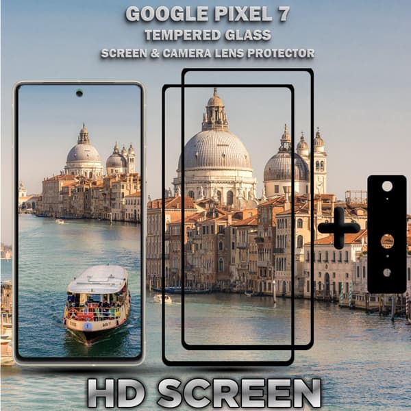 2-Pack Google Pixel 7 Skärmskydd & 1-Pack linsskydd - Härdat Glas 9H - Super kvalitet 3D