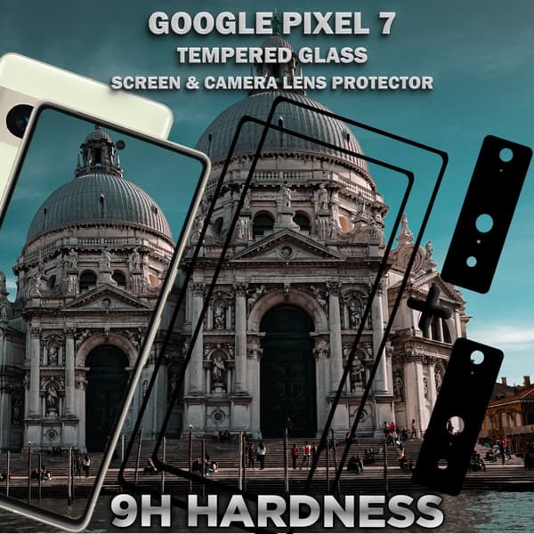 2-Pack Google Pixel 7 Skärmskydd & 2-Pack linsskydd - Härdat Glas 9H - Super kvalitet 3D