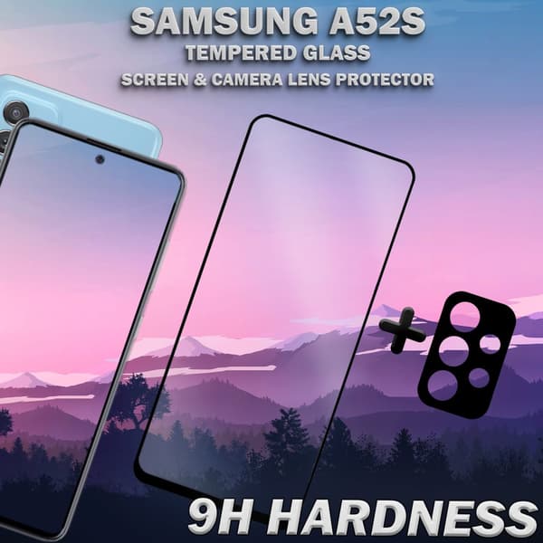 1-Pack Samsung A52s Skärmskydd & 1-Pack linsskydd - Härdat Glas 9H - Super kvalitet 3D