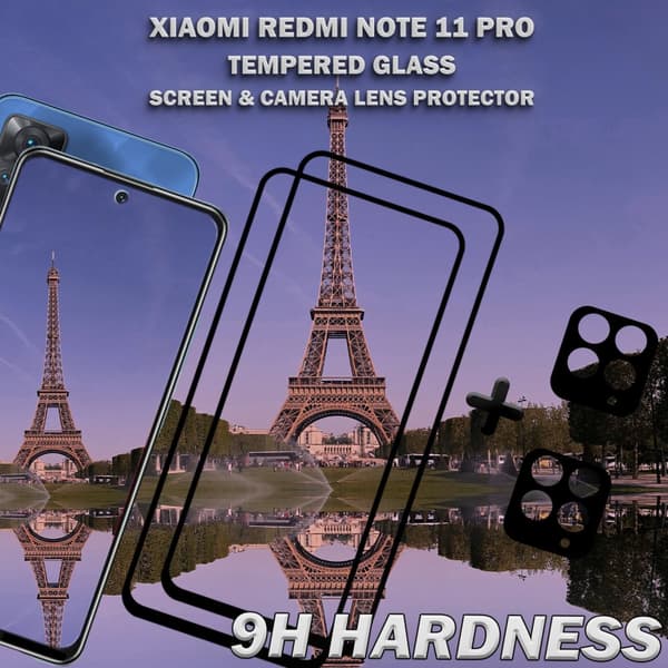 2-Pack Xiaomi Redmi Note 11 Pro Skärmskydd & 2-Pack linsskydd - Härdat Glas 9H - Super kvalitet 3D