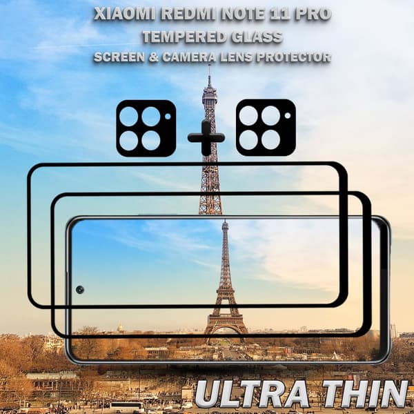 2-Pack Xiaomi Redmi Note 11 Pro Skärmskydd & 2-Pack linsskydd - Härdat Glas 9H - Super kvalitet 3D