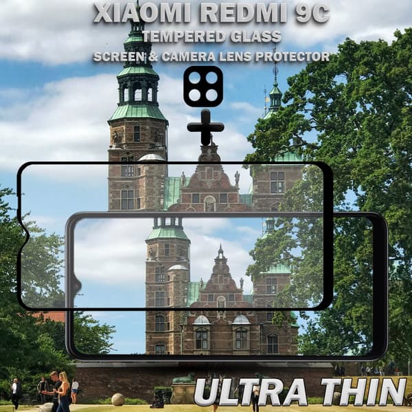 1-Pack Xiaomi Redmi 9C Skärmskydd & 1-Pack linsskydd - Härdat Glas 9H - Super kvalitet 3D