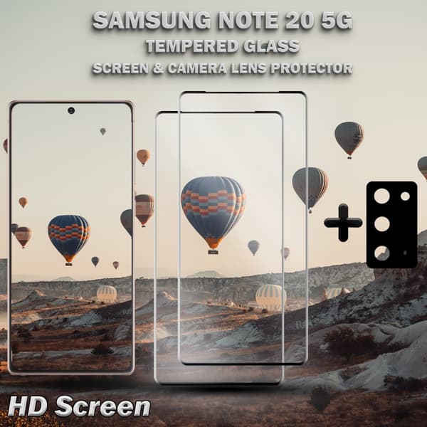2-Pack Samsung Note 20 (5G) Skärmskydd & 1-Pack linsskydd - Härdat Glas 9H - Super kvalitet 3D