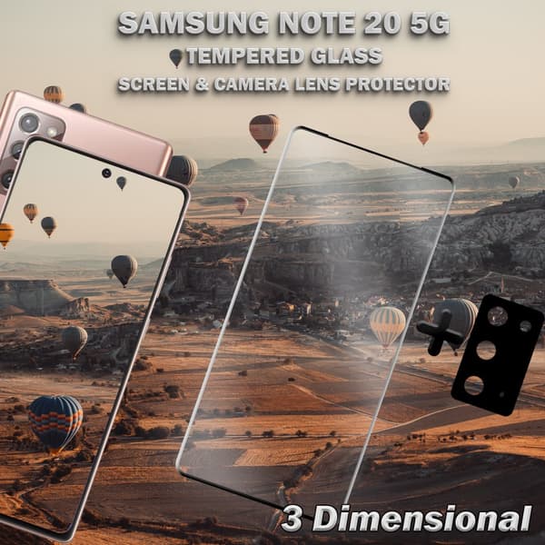 1-Pack Samsung Note 20 (5G) Skärmskydd & 1-Pack linsskydd - Härdat Glas 9H - Super kvalitet 3D