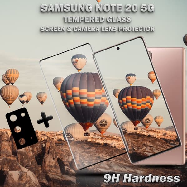 1-Pack Samsung Note 20 (5G) Skärmskydd & 1-Pack linsskydd - Härdat Glas 9H - Super kvalitet 3D