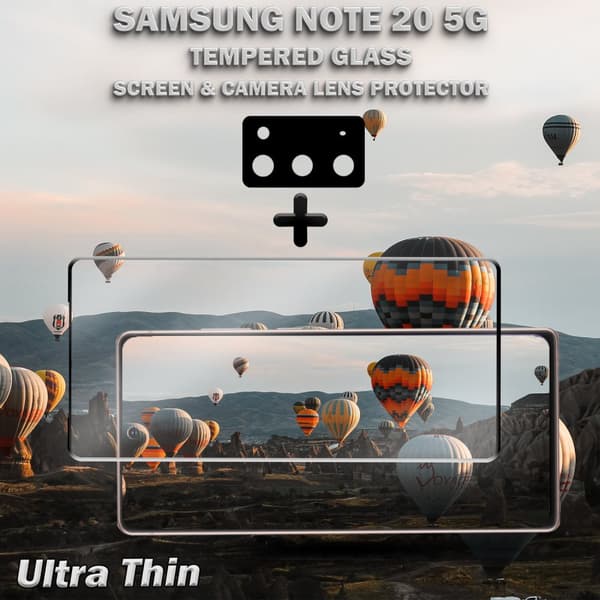 1-Pack Samsung Note 20 (5G) Skärmskydd & 1-Pack linsskydd - Härdat Glas 9H - Super kvalitet 3D