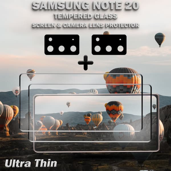 2-Pack Samsung Note 20 Skärmskydd & 2-Pack linsskydd - Härdat Glas 9H - Super kvalitet 3D