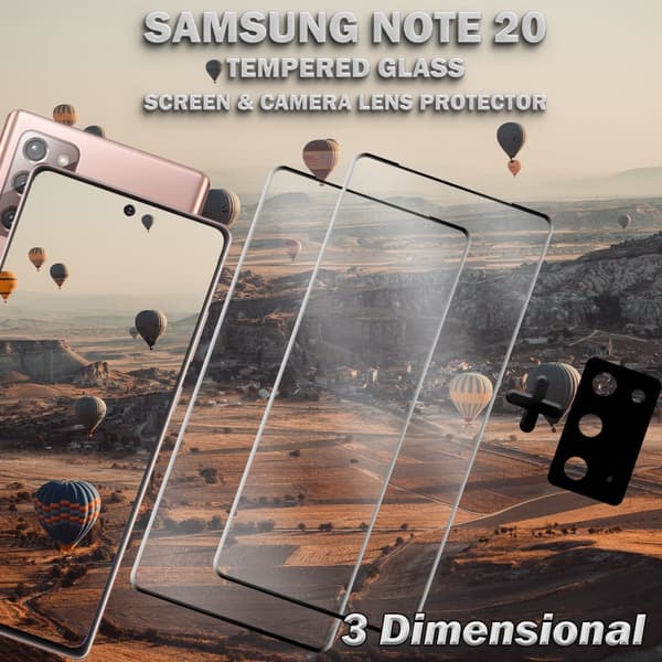 2-Pack Samsung Note 20 Skärmskydd & 1-Pack linsskydd - Härdat Glas 9H - Super kvalitet 3D