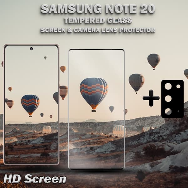 1-Pack Samsung Note 20 Skärmskydd & 1-Pack linsskydd - Härdat Glas 9H - Super kvalitet 3D