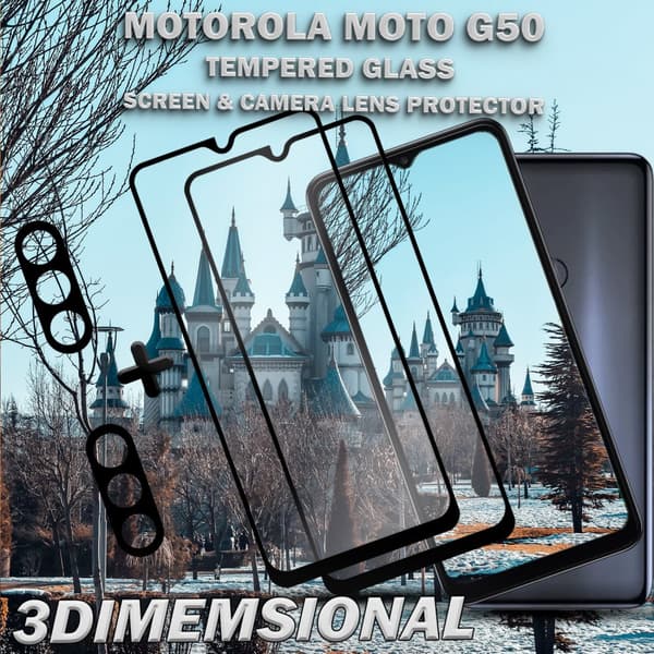 2-Pack Motorola Moto G50 Skärmskydd & 2-Pack linsskydd - Härdat Glas 9H - Super kvalitet 3D