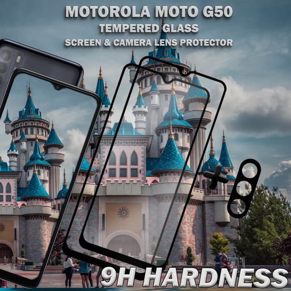 2-Pack Motorola Moto G50 Skärmskydd & 1-Pack linsskydd - Härdat Glas 9H - Super kvalitet 3D