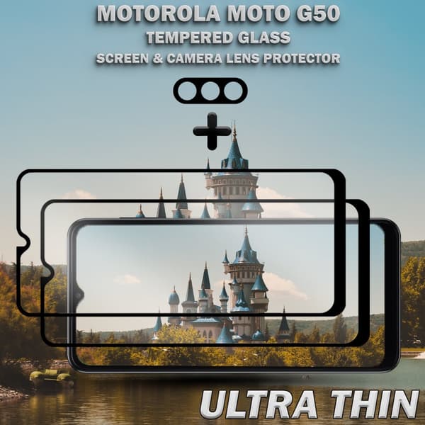 2-Pack Motorola Moto G50 Skärmskydd & 1-Pack linsskydd - Härdat Glas 9H - Super kvalitet 3D