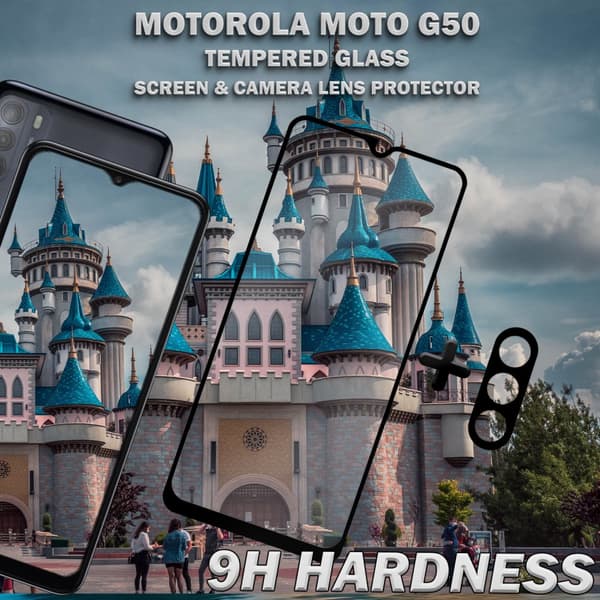 1-Pack Motorola Moto G50 Skärmskydd & 1-Pack linsskydd - Härdat Glas 9H - Super kvalitet 3D