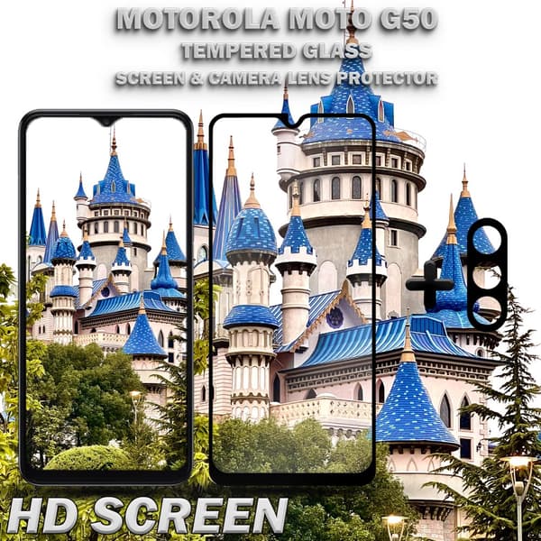 1-Pack Motorola Moto G50 Skärmskydd & 1-Pack linsskydd - Härdat Glas 9H - Super kvalitet 3D