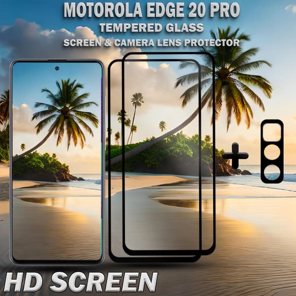 2-Pack Motorola EDGE 20 Pro Skärmskydd & 1-Pack linsskydd - Härdat Glas 9H - Super kvalitet 3D