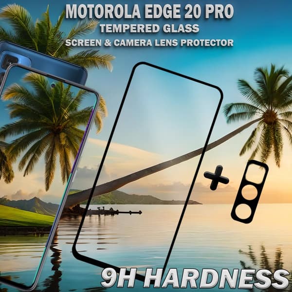 1-Pack Motorola EDGE 20 Pro Skärmskydd & 1-Pack linsskydd - Härdat Glas 9H - Super kvalitet 3D