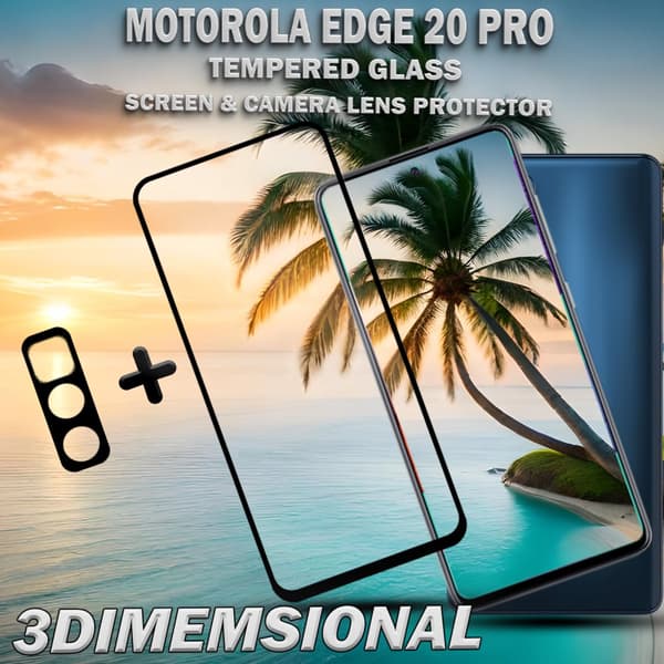 1-Pack Motorola EDGE 20 Pro Skärmskydd & 1-Pack linsskydd - Härdat Glas 9H - Super kvalitet 3D