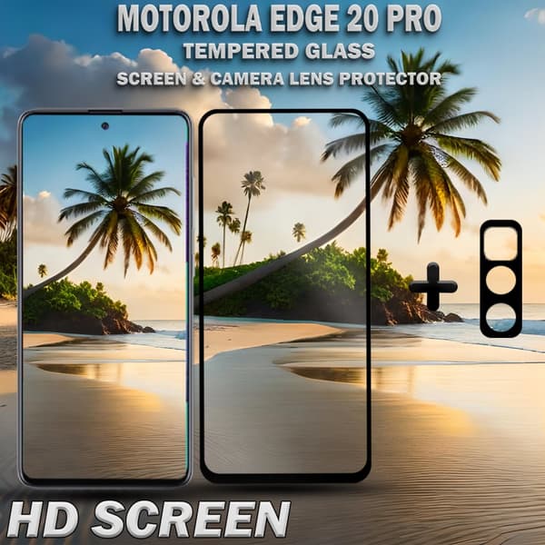 1-Pack Motorola EDGE 20 Pro Skärmskydd & 1-Pack linsskydd - Härdat Glas 9H - Super kvalitet 3D