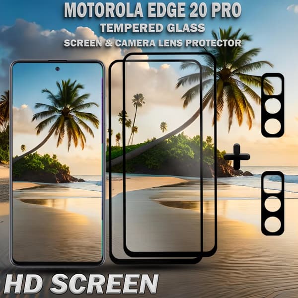 2-Pack Motorola EDGE 20 Pro Skärmskydd & 2-Pack linsskydd - Härdat Glas 9H - Super kvalitet 3D