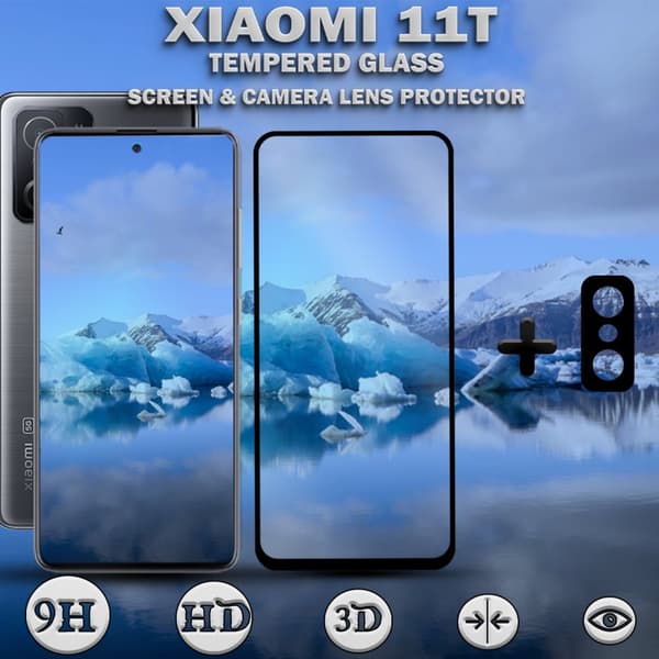 1-Pack Xiaomi 11T Skärmskydd & 1-Pack linsskydd - Härdat Glas 9H - Super kvalitet 3D