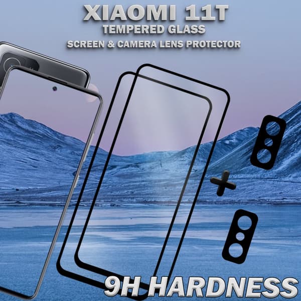 2-Pack Xiaomi 11T Skärmskydd & 2-Pack linsskydd - Härdat Glas 9H - Super kvalitet 3D