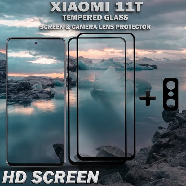 2-Pack Xiaomi 11T Skärmskydd & 1-Pack linsskydd - Härdat Glas 9H - Super kvalitet 3D