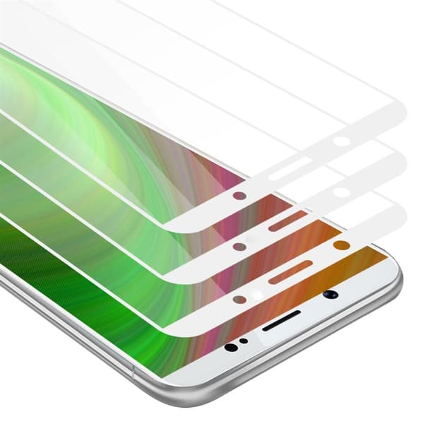 Vivo Y71 3x Skyddsglas Skärmskydd Skyddsfilm Härdat (Tempered)-glas för skydd Full Cover TRANSPARENT med VIT