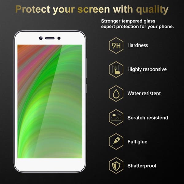 Xiaomi RedMi NOTE 5A 3x Skyddsglas Skärmskydd Skyddsfilm Härdat (Tempered)-glas för skydd Full Cover