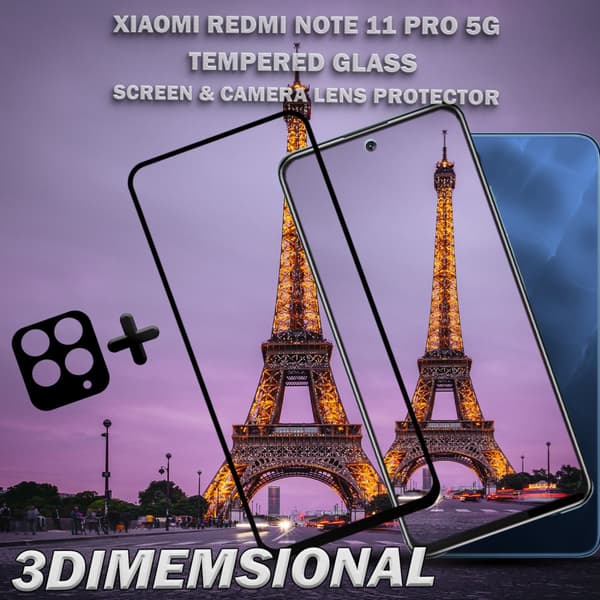 1-Pack Xiaomi Redmi Note 11 Pro (5G) Skärmskydd & 1-Pack linsskydd - Härdat Glas 9H - Super kvalitet 3D