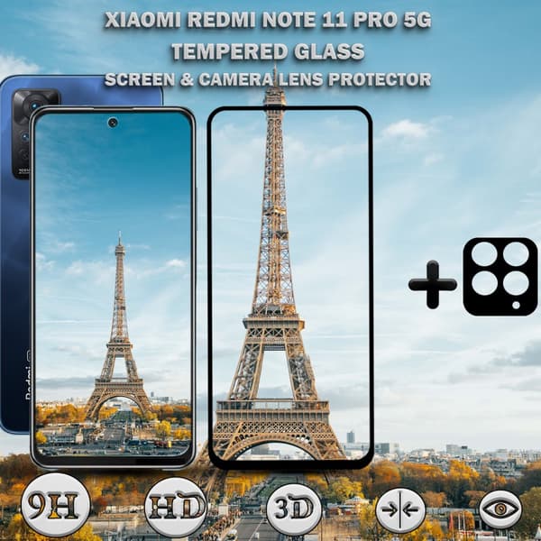1-Pack Xiaomi Redmi Note 11 Pro (5G) Skärmskydd & 1-Pack linsskydd - Härdat Glas 9H - Super kvalitet 3D
