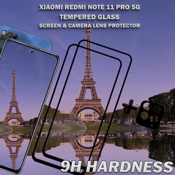 2-Pack Xiaomi Redmi Note 11 Pro (5G) Skärmskydd & 1-Pack linsskydd - Härdat Glas 9H - Super kvalitet 3D