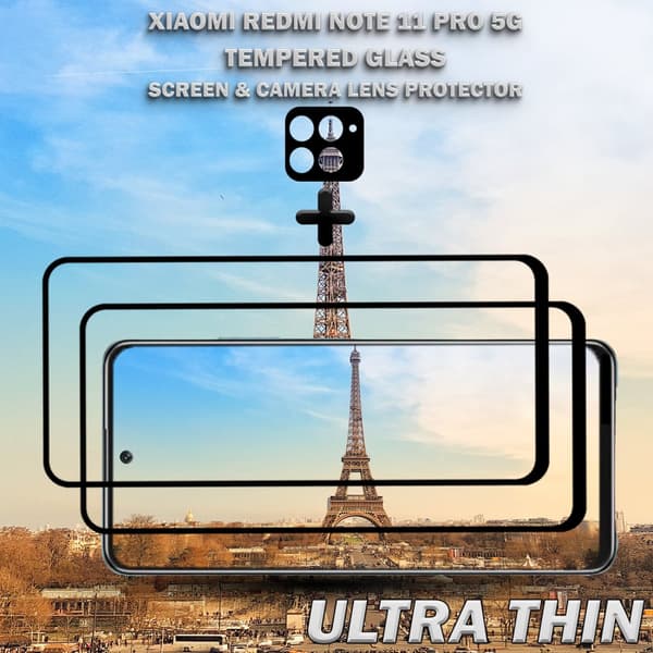 2-Pack Xiaomi Redmi Note 11 Pro (5G) Skärmskydd & 1-Pack linsskydd - Härdat Glas 9H - Super kvalitet 3D