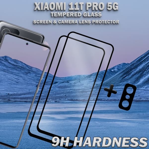 2-Pack Xiaomi 11T Pro (5G) Skärmskydd & 1-Pack linsskydd - Härdat Glas 9H - Super kvalitet 3D
