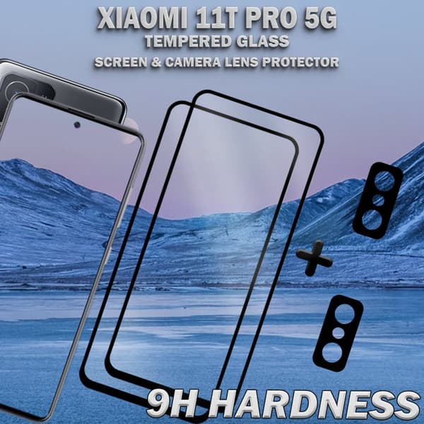 2-Pack Xiaomi 11T Pro (5G) Skärmskydd & 2-Pack linsskydd - Härdat Glas 9H - Super kvalitet 3D