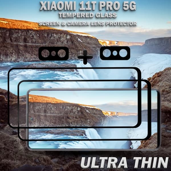 2-Pack Xiaomi 11T Pro (5G) Skärmskydd & 2-Pack linsskydd - Härdat Glas 9H - Super kvalitet 3D