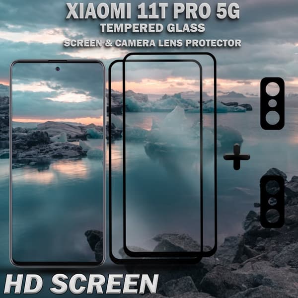 2-Pack Xiaomi 11T Pro (5G) Skärmskydd & 2-Pack linsskydd - Härdat Glas 9H - Super kvalitet 3D