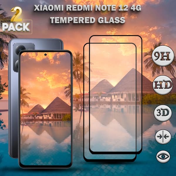 2-Pack Xiaomi Redmi Note 12 (4G) - Härdat Glas 9H-Super kvalitet 3D Skärmskydd