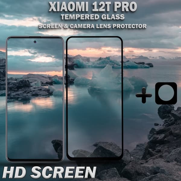 1-Pack Xiaomi 12T Pro Skärmskydd & 1-Pack linsskydd - Härdat Glas 9H - Super kvalitet 3D